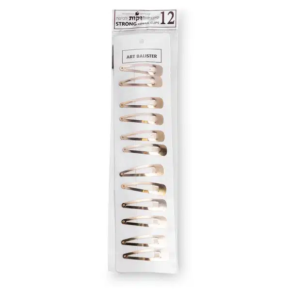 Extra Durable Kippah Clips Black (12 pcs)- Black - Gold