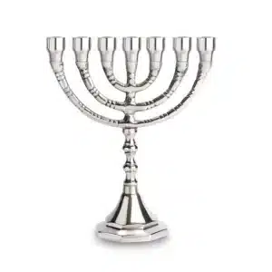 Aluminum 7 Branch Menorah 18*15 cm - Nickel Finish