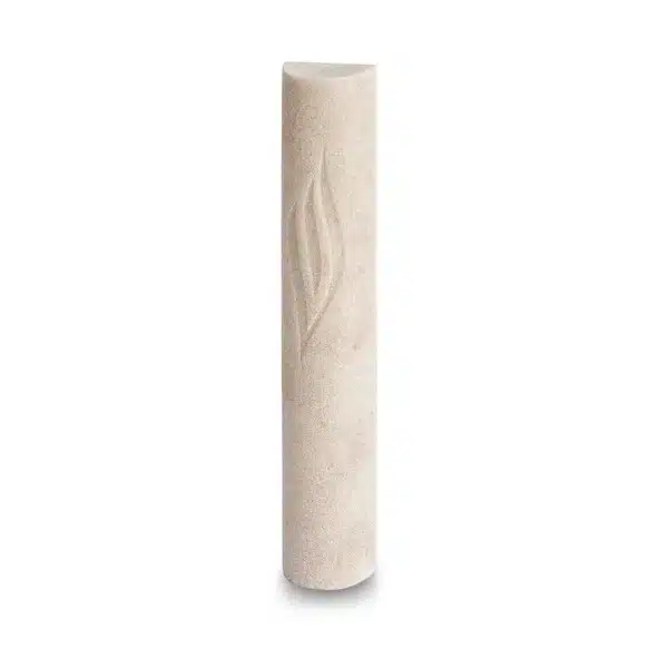 Concrete Polymer Half-Round Mezuzah Case, Sand, 15 cm