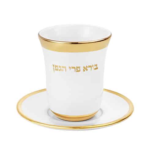 Ceramic Kiddush Cup 15 cm with Saucer