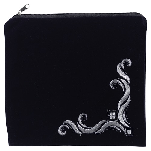 Velvet Tefilin Cover 26*24 cm, Dark Blue With Embroidery