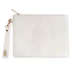 Faux Leather Tefillin Bag with Embossed Logo 26.5x20.5cm - White
