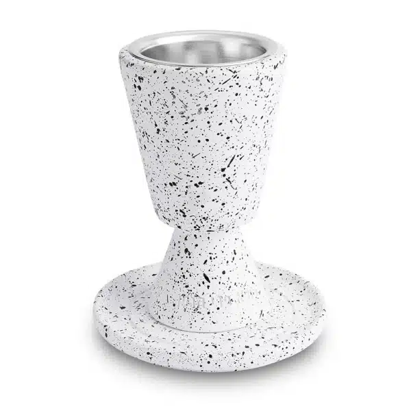 Polymer "Concrete" Kiddush Cup 14 cm With Stem & Saucer
