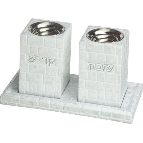 Polymer set Tray and pair of candlesticks