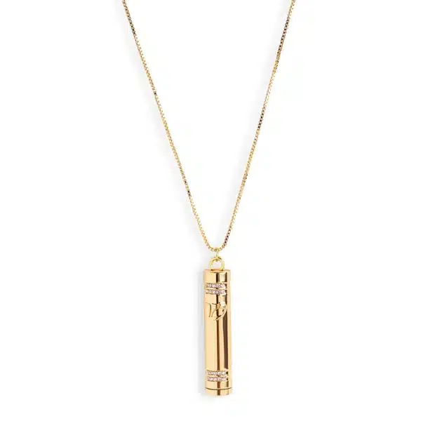 Necklace with Mezuzah Pendant "Stones" Rose Gold 4 cm