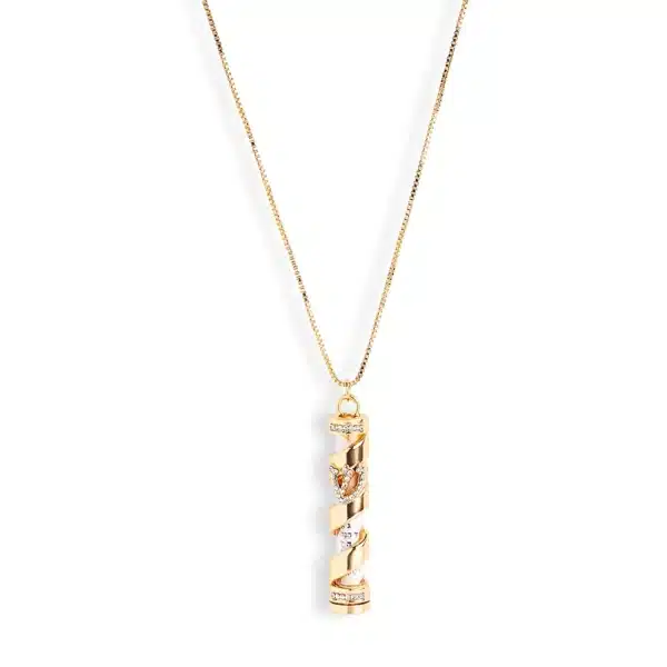 Necklace with Mezuzah Pendant, Rose Gold, 4 cm