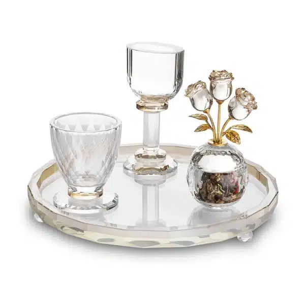 Crystal Havdalah Set- Clear with Gold