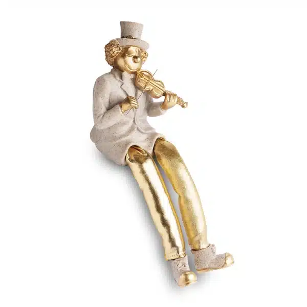Polymer Clown Figurine with Cloth Legs 25 cm- Violin Player