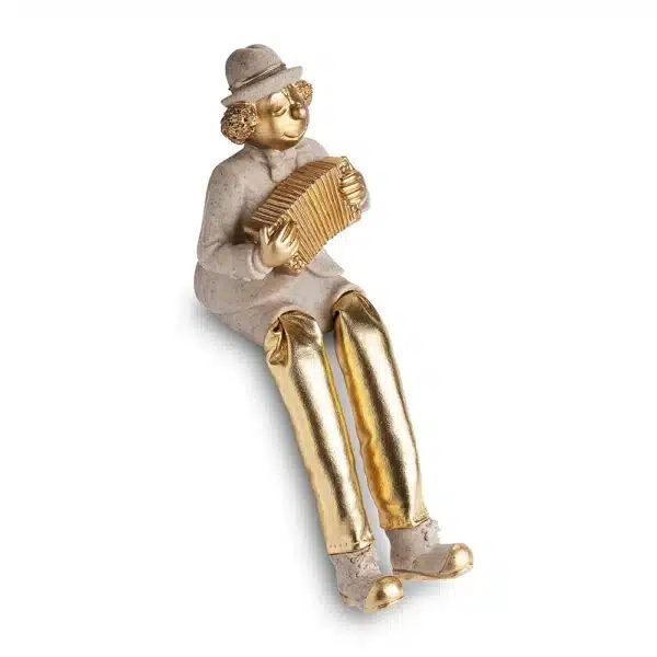 Polymer Clown Figurine with Cloth Legs 25 cm- Accordion Player